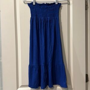 Strapless Express Midi Dress (Blue)